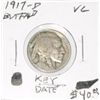 Image 1 : 1917-D BUFFALO NICKEL RED BOOK VALUE IS $40.00 *RARE KEY DATE VERY GOOD GRADE*!!