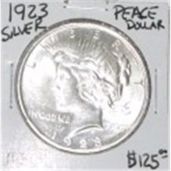 1923 PEACE SILVER DOLLAR RED BOOK VALUE IS $125.00 *RARE MS-64 HIGH GRADE*!!