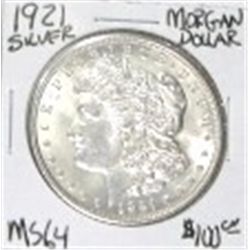 1921 MORGAN SILVER DOLLAR RED BOOK VALUE IS $100.00 *RARE MS-64 HIGH GRADE* DOLLAR CAME OUT OF SAFE!