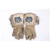 Image 1 : Men's Beaded GauntletsFloral beaded design on leather, fringed,  overall good, shows age.