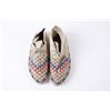 Image 1 : Northern Plains MoccasinsBeaded checkerboard design with clear, blue,  red, white, and green seed be
