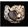 Image 1 : Men's 14K YG Black Star Sapphire RingNugget setting with 3 side diamonds.