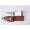 Image 1 : Cavalier Custom Knife with Carved Bear4" stainless blade, 8 5/8" overall length,  antler handle inla