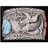 Image 1 : Large Men's Native American Cuff BraceletSigned "SY", set in heavy sterling silver  with 1 large tur