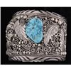 Image 2 : Large Men's Native American Cuff BraceletSigned "SY", set in heavy sterling silver  with 1 large tur