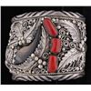 Image 3 : Large Men's Native American Cuff BraceletSigned "SY", set in heavy sterling silver  with 1 large tur