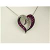 Image 2 : Pleasant 10K WG Ladies Heart Shaped NecklacePave set with 22 round diamonds and rubies  weighing app