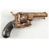 Image 2 : Pinfire Pocket Size Cal 7.5mm SN:21Revolver Circa 1860-1865, 3.5" octagon to  round BBL, solid top s