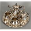 Image 1 : "Rogers" Quadruple Plated Tea SetIncludes 2 tea cups, a pitcher, a creamer,  and a tray.