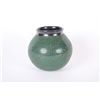 Image 1 : Blackware Pot by Guadalapue Diffineros6" X 6".  Polychromed in a Geometric pattern  in  Green & Red.