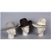Image 1 : Collection of 3 Cowboy HatsIncludes 1 Resistol Johnson size 7 1/4 that  shows age and moth damage, 1