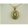 Image 1 : Superb 14K YG Ladies Vintage Design PendantSet with a fine opal and 16 round diamonds  weighing appr