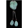 Image 1 : Large Turquoise Cab Bolo TieSet in sterling silver, old pawn design with  turquoise tips.