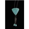 Image 1 : Beautiful Turquoise Bolo TieSet in sterling silver, triangle turquoise  center and turquoise tips.