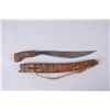 Image 1 : African Hunting KnifeHandle and  scabbard are of primitive wood  construction, 11 3/4" curved blade,