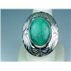 Image 1 : Finely Carve Ladies Sterling Silver RingBezel set with spider web turquoise, stamped  "Meran"