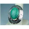 Image 2 : Finely Carve Ladies Sterling Silver RingBezel set with spider web turquoise, stamped  "Meran"
