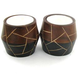 Mango Wood Candle Holder Pair (DEC-758)