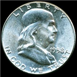 1958 Franklin Half MS63/64 Scarce Reverse Type & Underweight (COI-11164)