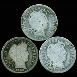 1893 Barber 10c Circulated 3pcs (COI-12466)