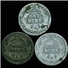 Image 2 : 1893 Barber 10c Circulated 3pcs (COI-12466)
