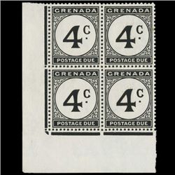 1952 Grenada 4p Postage Due Stamp Block PREMIUM (STM-0620)