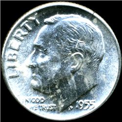 1955D FDR Silver 10c MS64 Full Bands (COI-11488)