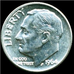 1964D FDR Silver 10c M64 Full Bands (COI-11912)