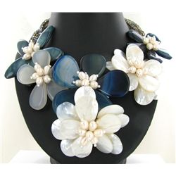 1380twc MOP Pearl Agate & Crystal Necklace (JEW-3677)