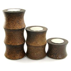 Sugarpalm Wood Candle Holder 3pcs (DEC-712)