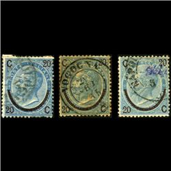 1865 Scarce Italy 20c Overprint Stamp Set 3pcs (STM-1219)