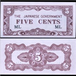 1942 WW2 Japan Occ. Philippines 5c Crisp Unc. Note (CUR-07141)