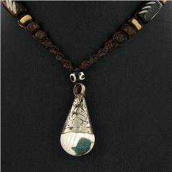 Tibet Shell Agate Bead Nickel Necklace (JEW-3267)