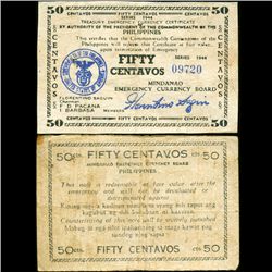1944 WW2 Guerrilla Rebel Philippines 50c Note Mindanao (CUR-07192)