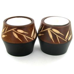 Mango Wood Candle Holder Pair (DEC-760)