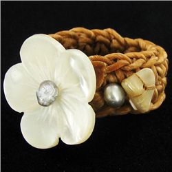 Handcrafted Crocheted MOP Ring (JEW-4406)