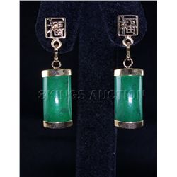 Natural 16.61ctw Green Jade Dangling Earring