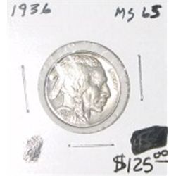 1936 BUFFALO NICKEL RED BOOK VALUE IS $125.00 *EXTREMELY RARE MS-65 HIGH GRADE*!!