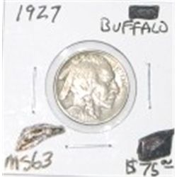 1927 BUFFALO NICKEL RED BOOK VALUE IS $75.00 *RARE MS-63 HIGH GRADE*!!