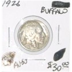 1926 BUFFALO NICKEL RED BOOK VALUE IS $30.00 *RARE AU-50 HIGH GRADE*!!