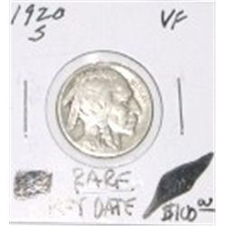 1920-S BUFFALO NICKEL RED BOOK VALUE IS $100.00 *EXTREMELY RARE KEY DATE VERY FINE GRADE*!!