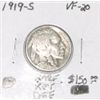 Image 1 : 1919-S BUFFALO NICKEL RED BOOK VALUE IS $150.00 *EXTREMELY RARE KEY DATE VERY FINE-20 GRADE*!!