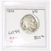 Image 1 : 1914 BUFFALO NICKEL RED BOOK VALUE IS $22.00 *RARE VERY GOOD GRADE*!!