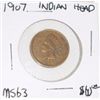 Image 1 : 1907 INDIAN HEAD CENT RED BOOK VALUE IS $60.00 *RARE MS-63 HIGH GRADE*!!