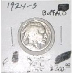 1924-S BUFFALO NICKEL RED BOOK VALUE IS $200.00 *RARE KEY DATE FINE GRADE*!!