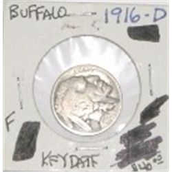1916-D BUFFALO NICKEL RED BOOK VALUE IS $40.00 *RARE KEY DATE FINE GRADE*!!