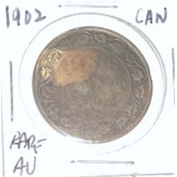 EXTREMELY RARE 1902 CANADIAN ONE CENT *EXTREMELY RARE AU HIGH GRADE*!!