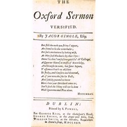 GINGLE ( Jacob ), pseud. The Oxford sermon versified. By Jacob Gingle