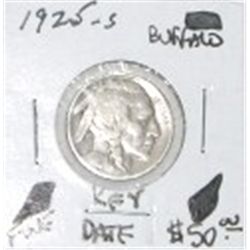 1925-S BUFFALO NICKEL RED BOOK VALUE IS $50.00 *RARE KEY DATE FINE GRADE*!!