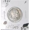 Image 1 : 1924-D BUFFALO NICKEL RED BOOK VALUE IS $50.00 *RARE KEY DATE FINE GRADE*!!